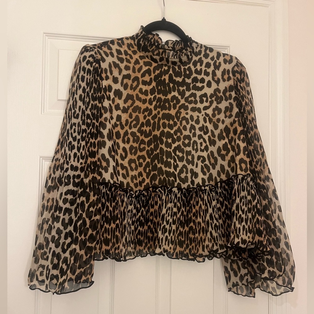 Ganni leopard blouse